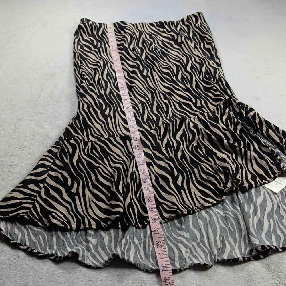 Maeve Anthropologie Zebra Print Ruffle Midi High Low Skirt Size M - Picture 7 of 12